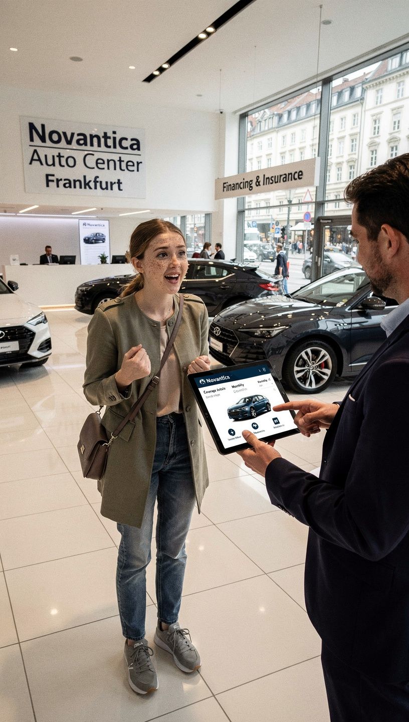 Ein junger Fahrer untersucht verschiedene Autoversicherungsoptionen am Computer.